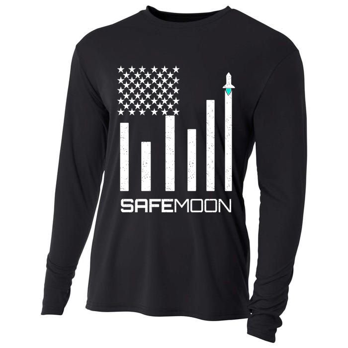 Safemoon To The Moon Crypto Blockchain Flag Cooling Performance Long Sleeve Crew