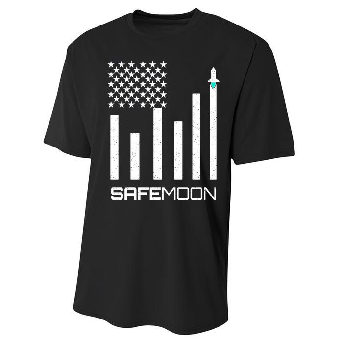 Safemoon To The Moon Crypto Blockchain Flag Performance Sprint T-Shirt