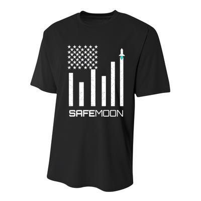 Safemoon To The Moon Crypto Blockchain Flag Youth Performance Sprint T-Shirt