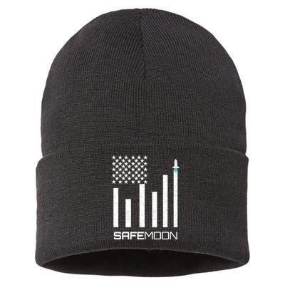 Safemoon To The Moon Crypto Blockchain Flag Sustainable Knit Beanie
