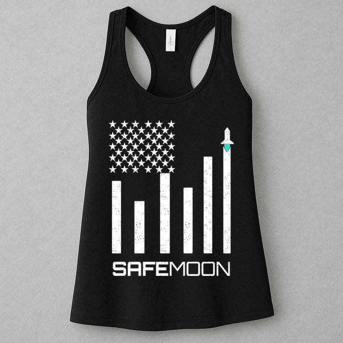 Safemoon To The Moon Crypto Blockchain Flag Womens Tank Top