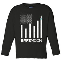 Safemoon To The Moon Crypto Blockchain Flag Toddler Long Sleeve Shirt