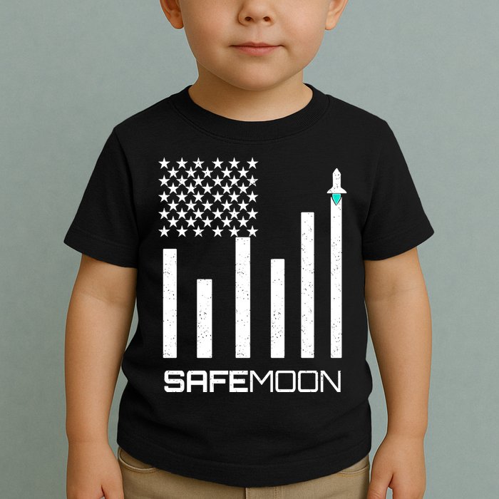Safemoon To The Moon Crypto Blockchain Flag Toddler T-Shirt