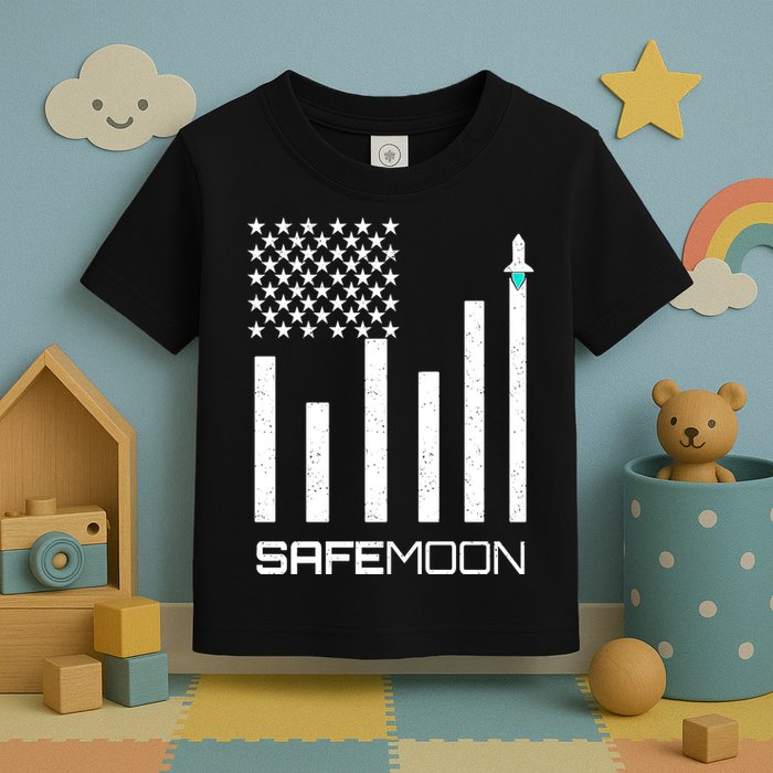 Safemoon To The Moon Crypto Blockchain Flag Toddler T-Shirt