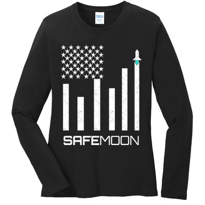 Safemoon To The Moon Crypto Blockchain Flag Ladies Long Sleeve Shirt