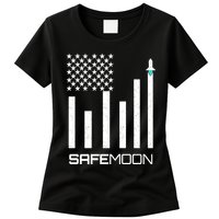 Safemoon To The Moon Crypto Blockchain Flag Womens T-Shirt
