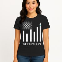 Safemoon To The Moon Crypto Blockchain Flag Womens T-Shirt