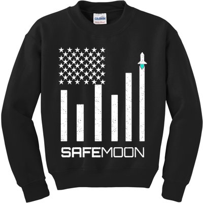 Safemoon To The Moon Crypto Blockchain Flag Kids Sweatshirt