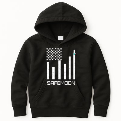Safemoon To The Moon Crypto Blockchain Flag Kids Hoodie