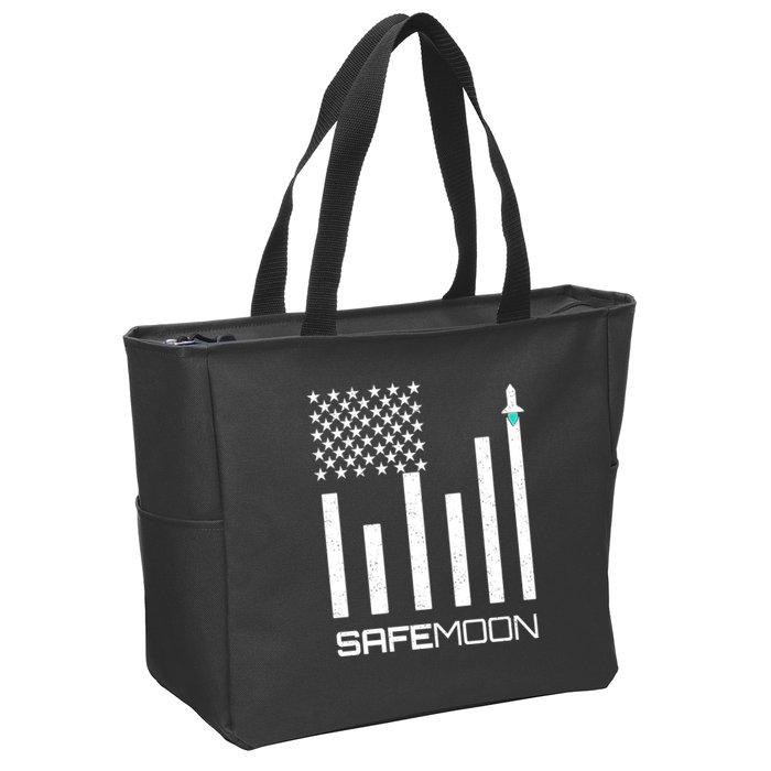 Safemoon To The Moon Crypto Blockchain Flag Zip Tote Bag