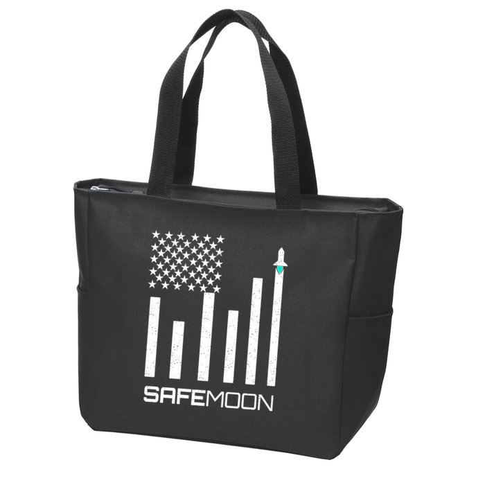 Safemoon To The Moon Crypto Blockchain Flag Zip Tote Bag