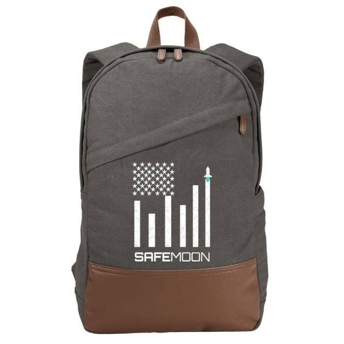 Safemoon To The Moon Crypto Blockchain Flag Cotton Canvas Backpack