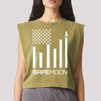 Safemoon To The Moon Crypto Blockchain Flag Garment-Dyed Women's Muscle Tee