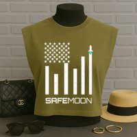 Safemoon To The Moon Crypto Blockchain Flag Garment-Dyed Women's Muscle Tee