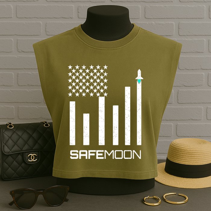 Safemoon To The Moon Crypto Blockchain Flag Garment-Dyed Women's Muscle Tee
