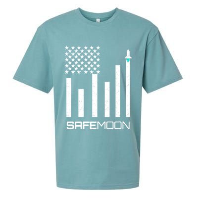 Safemoon To The Moon Crypto Blockchain Flag Sueded Cloud Jersey T-Shirt