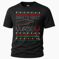 Safety First Drink With A Nurse Ugly Sweater Cooling Performance Crew T-Shirt