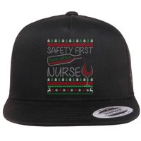 Safety First Drink With A Nurse Ugly Sweater Flatbill Hat