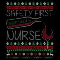 Safety First Drink With A Nurse Ugly Sweater Flatbill Hat