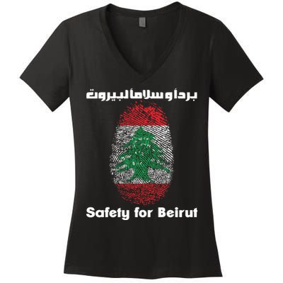Safety For Beirut Support Lebanon Women's V-Neck T-Shirt