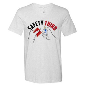 Safety Third Firecrackers Fourth of July V-Neck T-Shirt