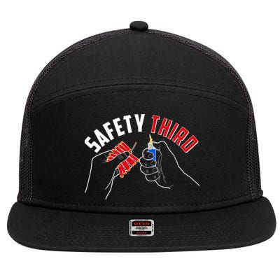 Safety Third Firecrackers Fourth of July 7 Panel Mesh Trucker Snapback Hat