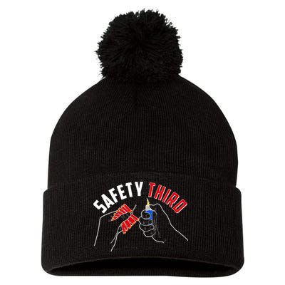 Safety Third Firecrackers Fourth of July Pom Pom 12in Knit Beanie