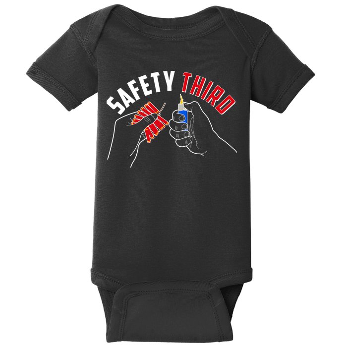 Safety Third Firecrackers Fourth of July Baby Bodysuit