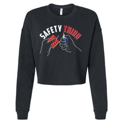 Safety Third Firecrackers Fourth of July Cropped Pullover Crew