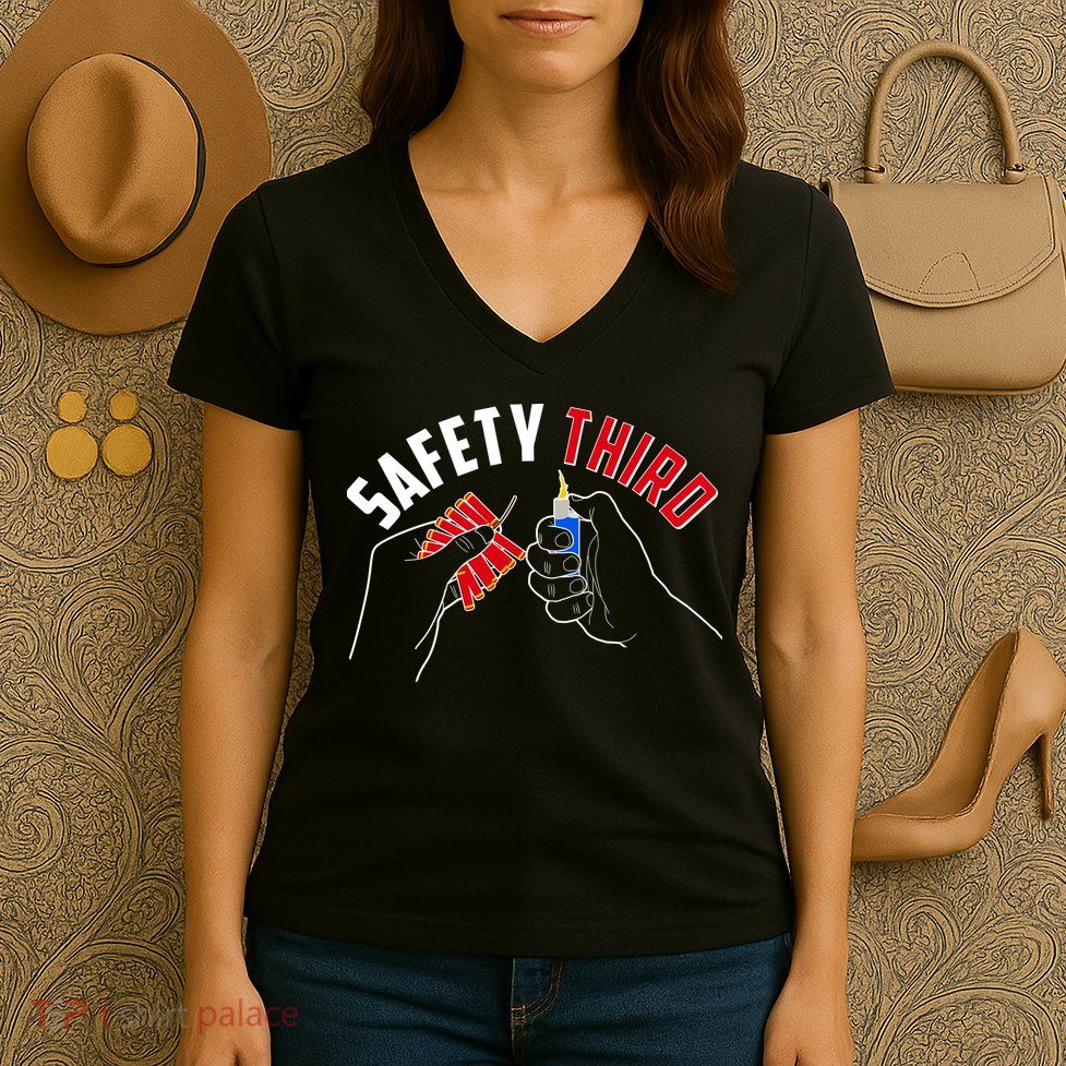 Safety Third Firecrackers Fourth of July Women's V-Neck T-Shirt