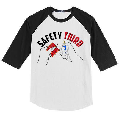 Safety Third Firecrackers Fourth of July Kids Colorblock Raglan Jersey