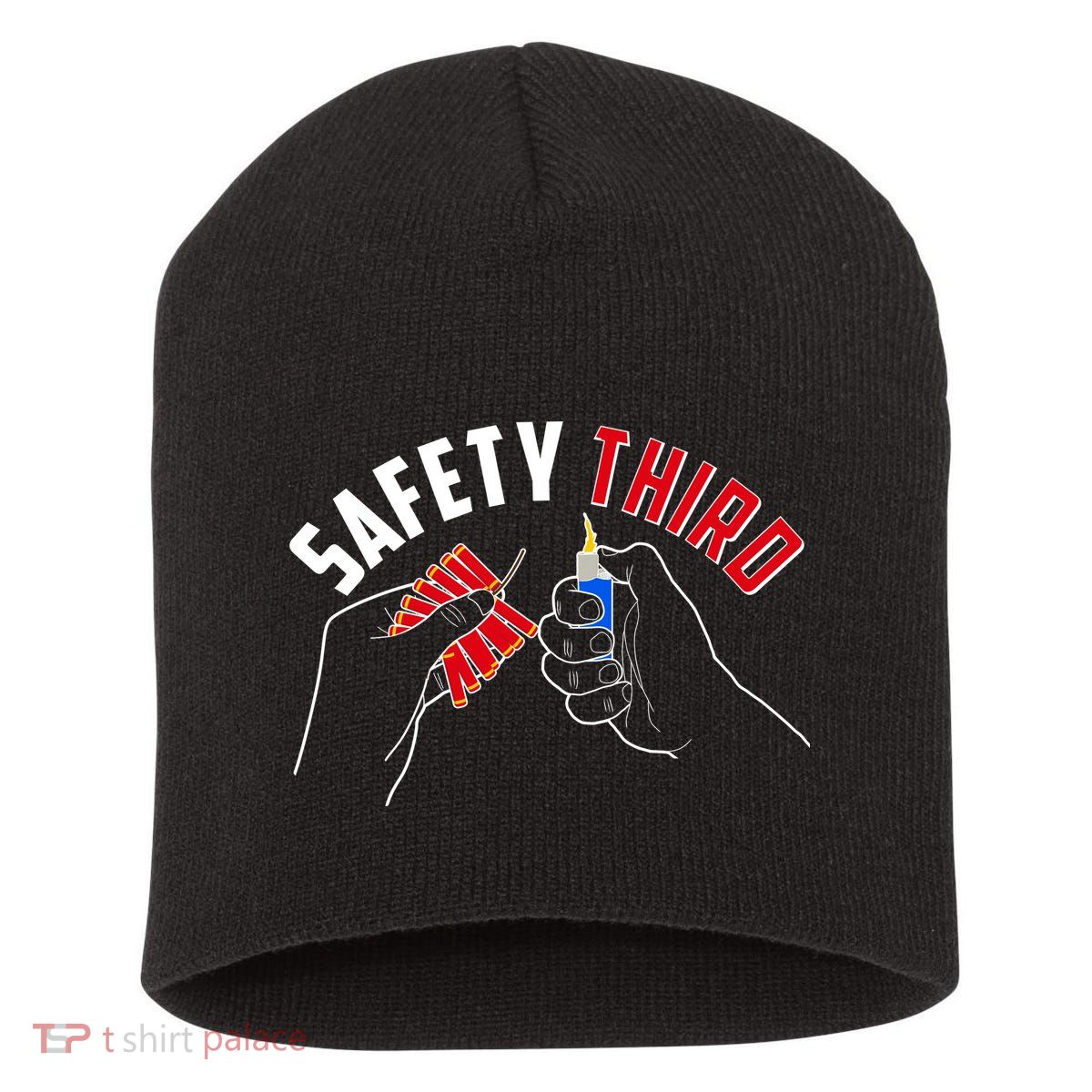 Safety Third Firecrackers Fourth of July Short Acrylic Beanie