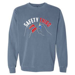 Safety Third Firecrackers Fourth of July Garment-Dyed Sweatshirt