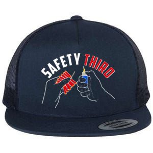 Safety Third Firecrackers Fourth of July Flat Bill Trucker Hat