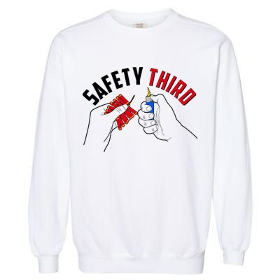 Safety Third Firecrackers Fourth of July Garment-Dyed Sweatshirt