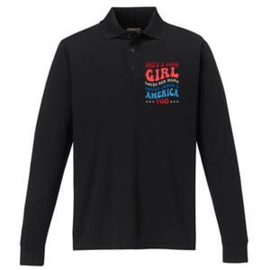 Shes A Good Girl Loves Her Mama Jesus & America Too Groovy Performance Long Sleeve Polo