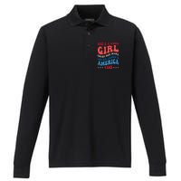 Shes A Good Girl Loves Her Mama Jesus & America Too Groovy Performance Long Sleeve Polo