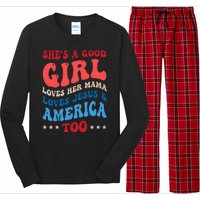 Shes A Good Girl Loves Her Mama Jesus & America Too Groovy Long Sleeve Pajama Set