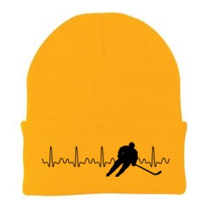 Sports Athlete Goalie Heartbeat Hockey Player Ice Hockey Meaningful Gift Knit Cap Winter Beanie