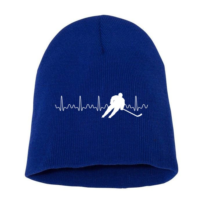 Sports Athlete Goalie Heartbeat Hockey Player Ice Hockey Meaningful Gift Short Acrylic Beanie