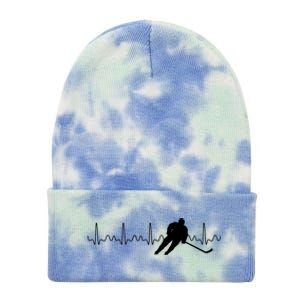 Sports Athlete Goalie Heartbeat Hockey Player Ice Hockey Meaningful Gift Tie Dye 12in Knit Beanie