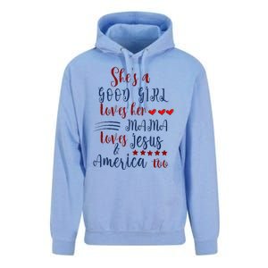 She's A Good Loves Her Mama Loves Jesus & America Too Unisex Surf Hoodie