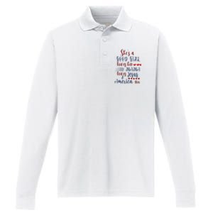 She's A Good Loves Her Mama Loves Jesus & America Too Performance Long Sleeve Polo