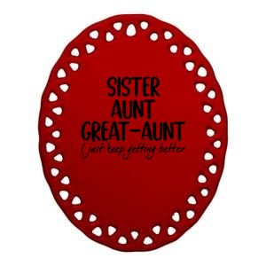 Sister Aunt Greataunt I Just Keep Getting Better Ceramic Oval Ornament