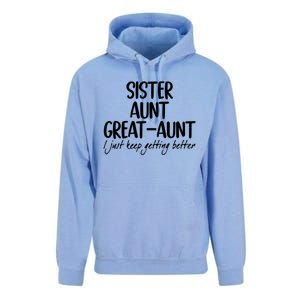 Sister Aunt Greataunt I Just Keep Getting Better Unisex Surf Hoodie