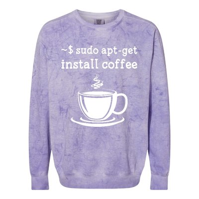 Sudo Apt Get Install Coffee Colorblast Crewneck Sweatshirt