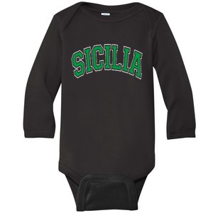 Sicilia Arched Green Text Baby Long Sleeve Bodysuit