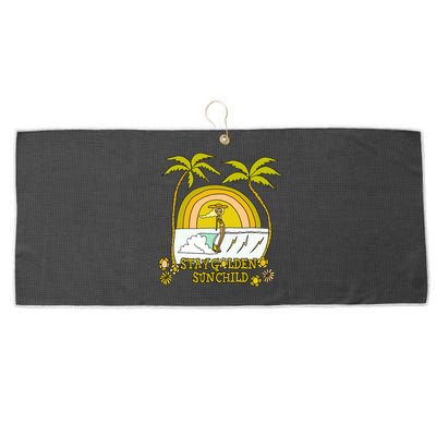 Stay A Golden Sun Summer Vibes Beach Vacay Summertime Gift Large Microfiber Waffle Golf Towel