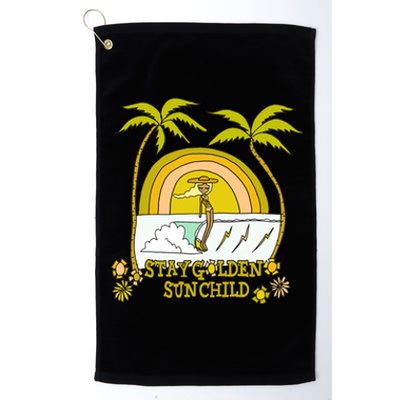 Stay A Golden Sun Summer Vibes Beach Vacay Summertime Gift Platinum Collection Golf Towel