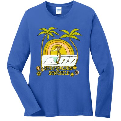 Stay A Golden Sun Summer Vibes Beach Vacay Summertime Gift Ladies Long Sleeve Shirt